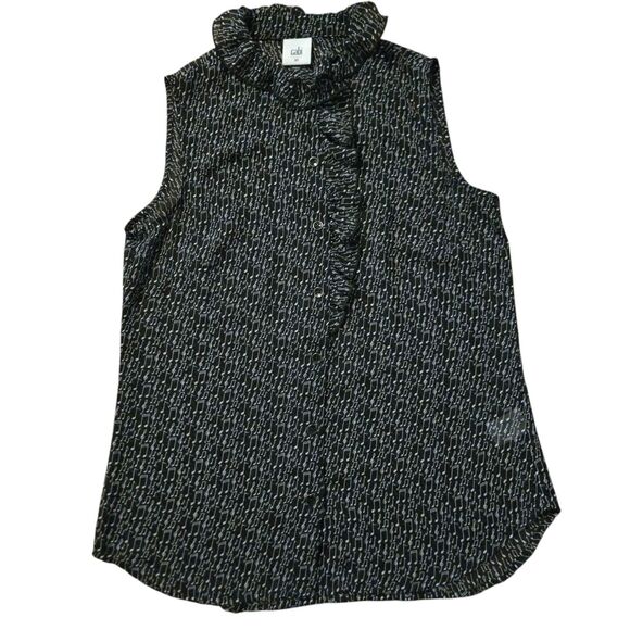 Cabi XS Top Popover Sing Along Music Notes Ruffle Black Whimsygoth Vampy Music - Picture 1 of 7